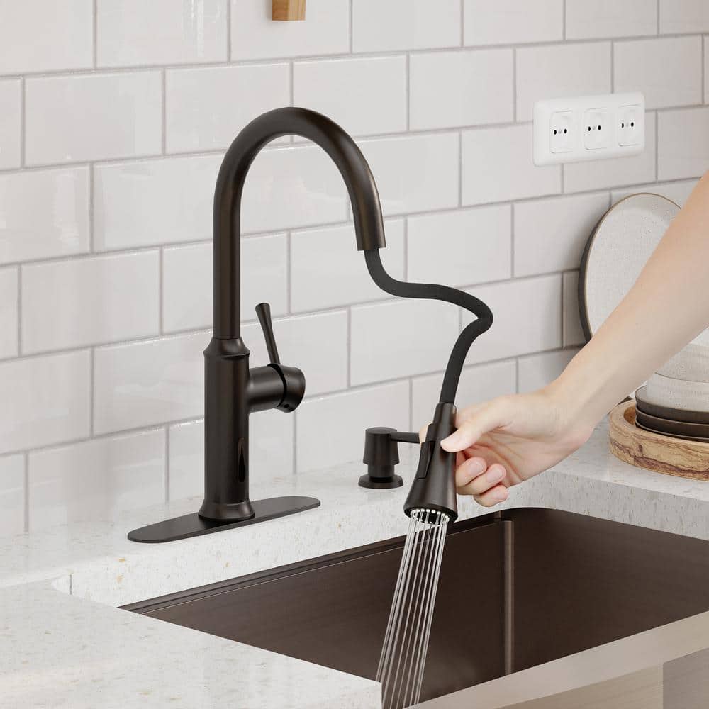 Matte Black Stainless Steel Touchless Pull-Down Sprayer Kitchen Faucet
