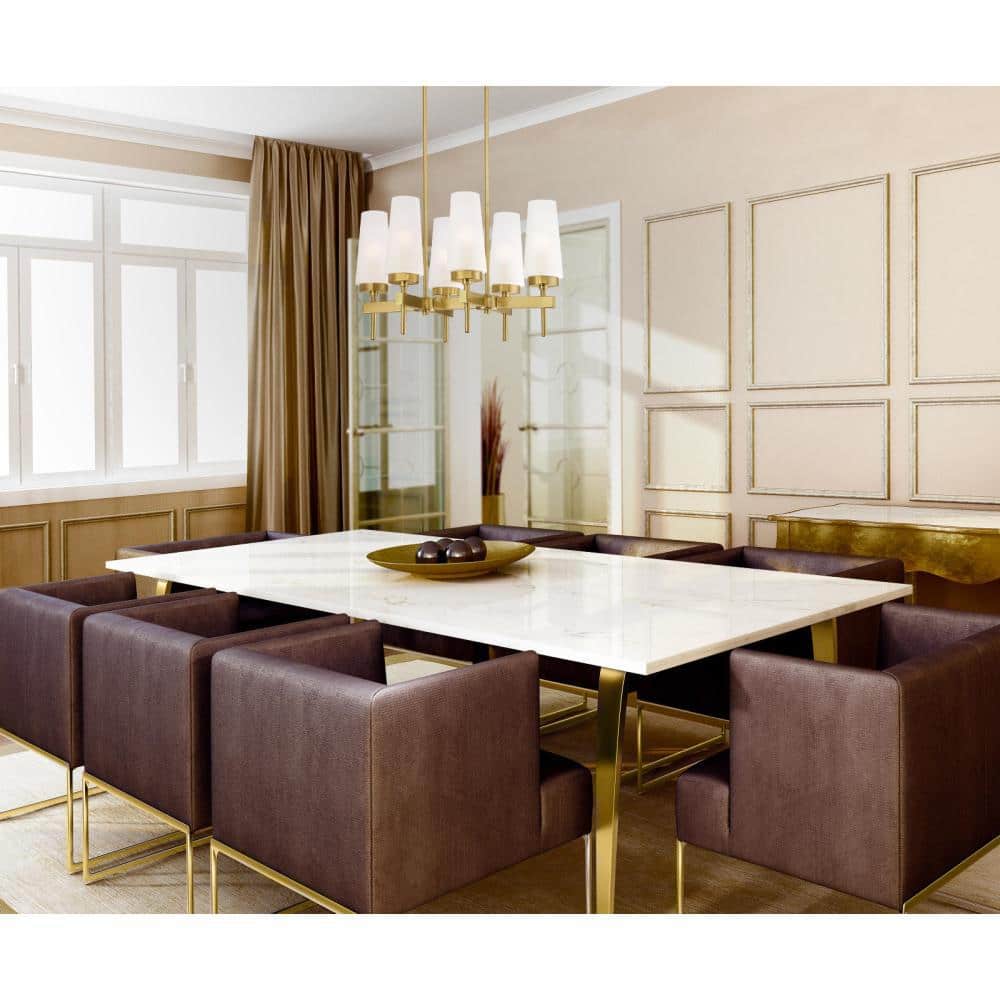Chaddsford 6-Light Champagne Brass Chandelier with Frosted Glass Shades