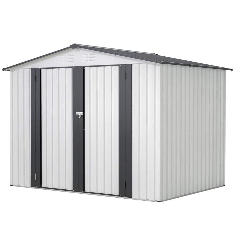 8 ft. D x 6 ft. W Metal Outdoor Storage Shed with 2-Lockable Doors, Suitabl