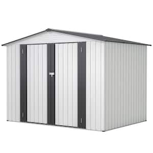 8 ft. D x 6 ft. W Metal Outdoor Storage Shed with 2-Lockable Doors, Lawn Tool Shed, Coverage Area 80 sq. ft. White