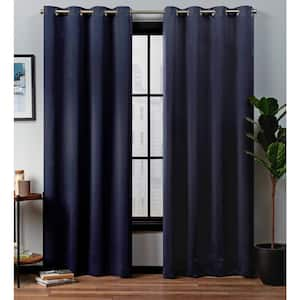 Academy Navy Solid Blackout Grommet Top Curtain, 52 in. W x 96 in. L (Set of 2)