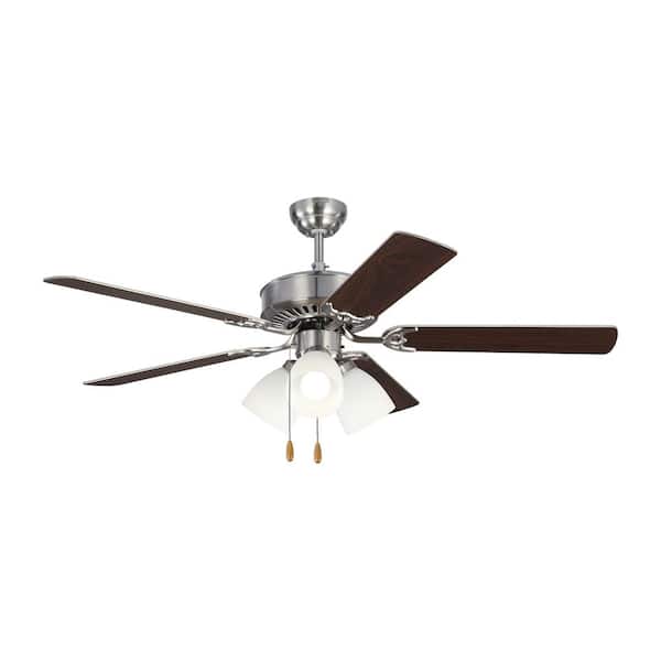 Generation Lighting Haven LED 3 52 in. Indoor Brushed Steel Ceiling Fan with Light Kit