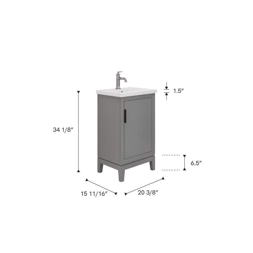 Elsa 20" Cashmere Gray Single Bathroom Vanity with Ceramic Sink