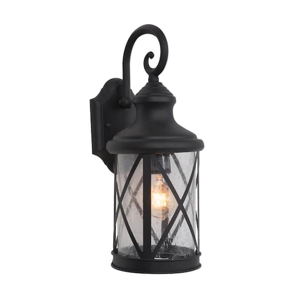 Yosemite Home Decor 1-Light Exterior Wall Lantern Sconce in Black Finish Size