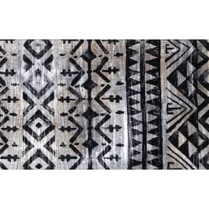 Washable South Western Black Gray Bronze 2 ft. 3 in. x 3 ft. 11 in. Medium Mat Area Rug