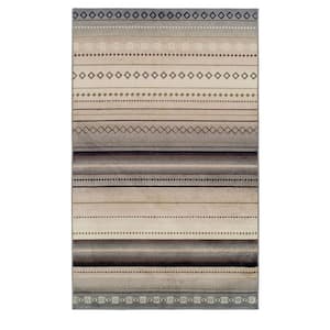 8 ft. x 10 ft. Gray Southwest Geometric Stain Resistant Area Rug