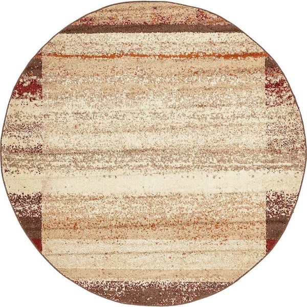 Unique Loom Autumn Maple Beige 8' 0 x 8' 0 Round Rug