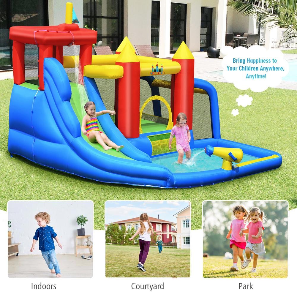 Colorful Inflatable Bounce House with Slide and Pool