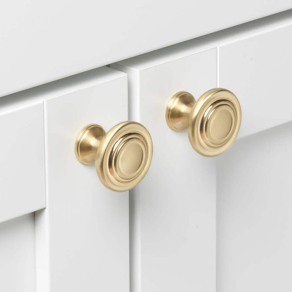 Champagne Gold Polished Round Cabinet Knob with Mounting Hardware