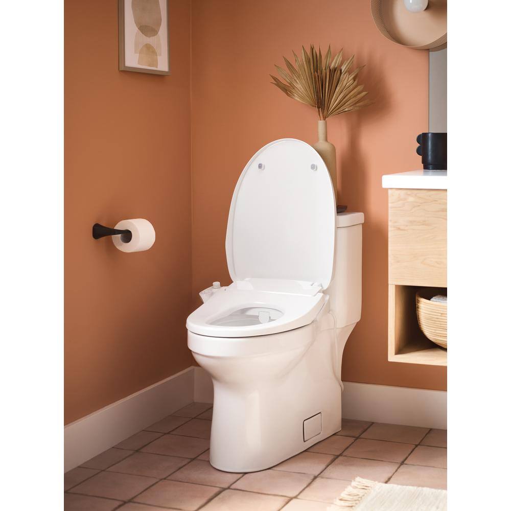 White Electronic Bidet Toilet Seat with Heated Water and Night Light
