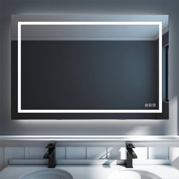 Waterpar 48 In W X 32 In H Rectangular Frameless Wall Bathroom Vanity Mirror With Backlit And