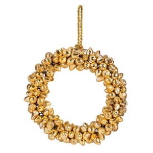 16 in. Artificial 1-Sided Gold Christmas Ornament Wreath