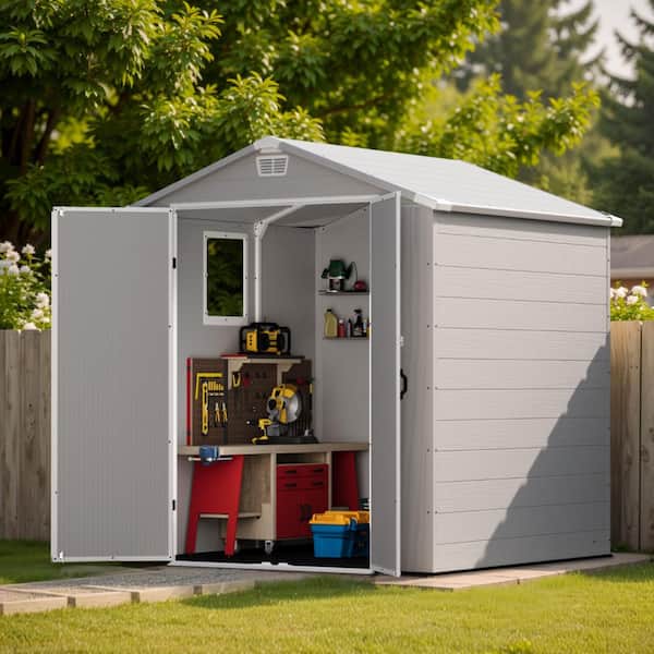 Patiowell 6 ft. W x 6 ft. D Outdoor Resin Plastic Shed with Floor