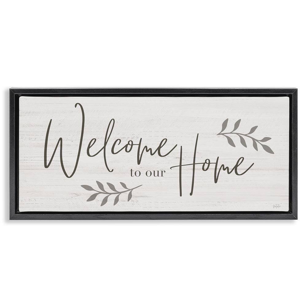 Welcome To Our Home Country Sign by Natalie Carpentieri Black Floater Frame Graphic Art Print Typography 31 in. x 15 in. price history on PriceWatchPro