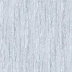 Special FX Metallic Vertical Textile Textured Wallpaper in Blue and Silver
