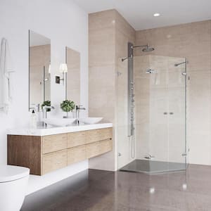 Gemini 45 in. L x 45 in. W x 73 in. H Frameless Pivot Neo-angle Shower Enclosure in Chrome with 3/8 in. Clear Glass