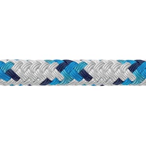XLS3 Yacht Braid, 1/4 in. (6mm) x 500 ft., White With Blue Tracer
