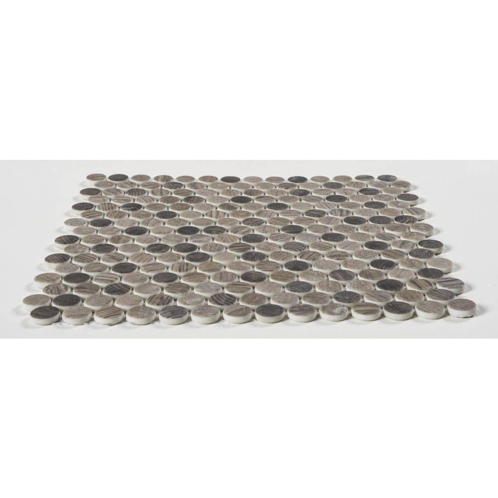 Moka Brown Penny Round Matte Glass Mosaic Tile Sample