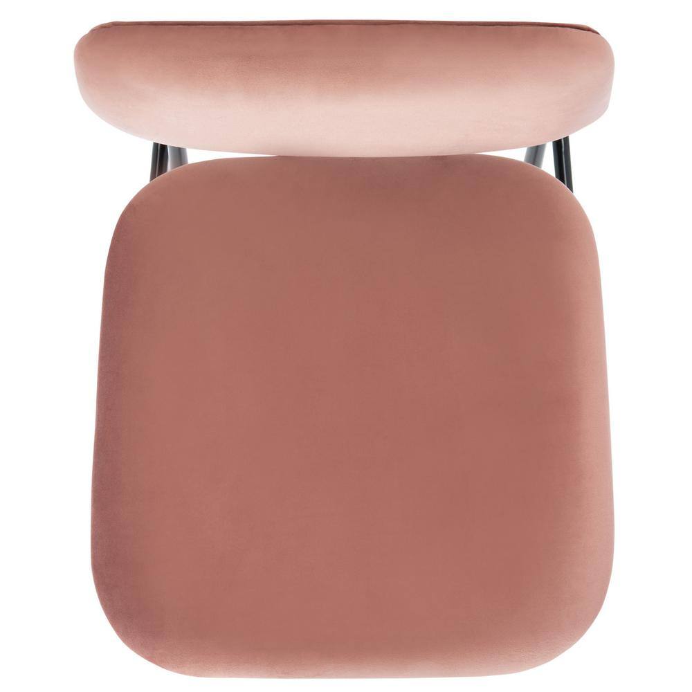 Chavelle Dusty Rose Velvet Upholstered Side Chair with Matte Black Frame