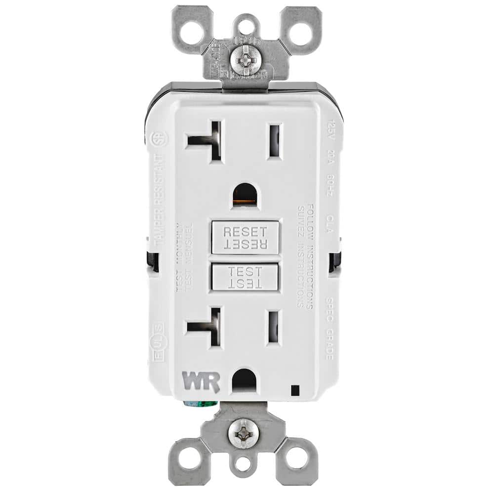 ESD Tech 20 Amp GFCI Wall Outlet Receptacle - 125 Volt Tamper Resistant Duplex with LED Indicator Light UL Listed and Comes with Wall plate and Screws. Almond