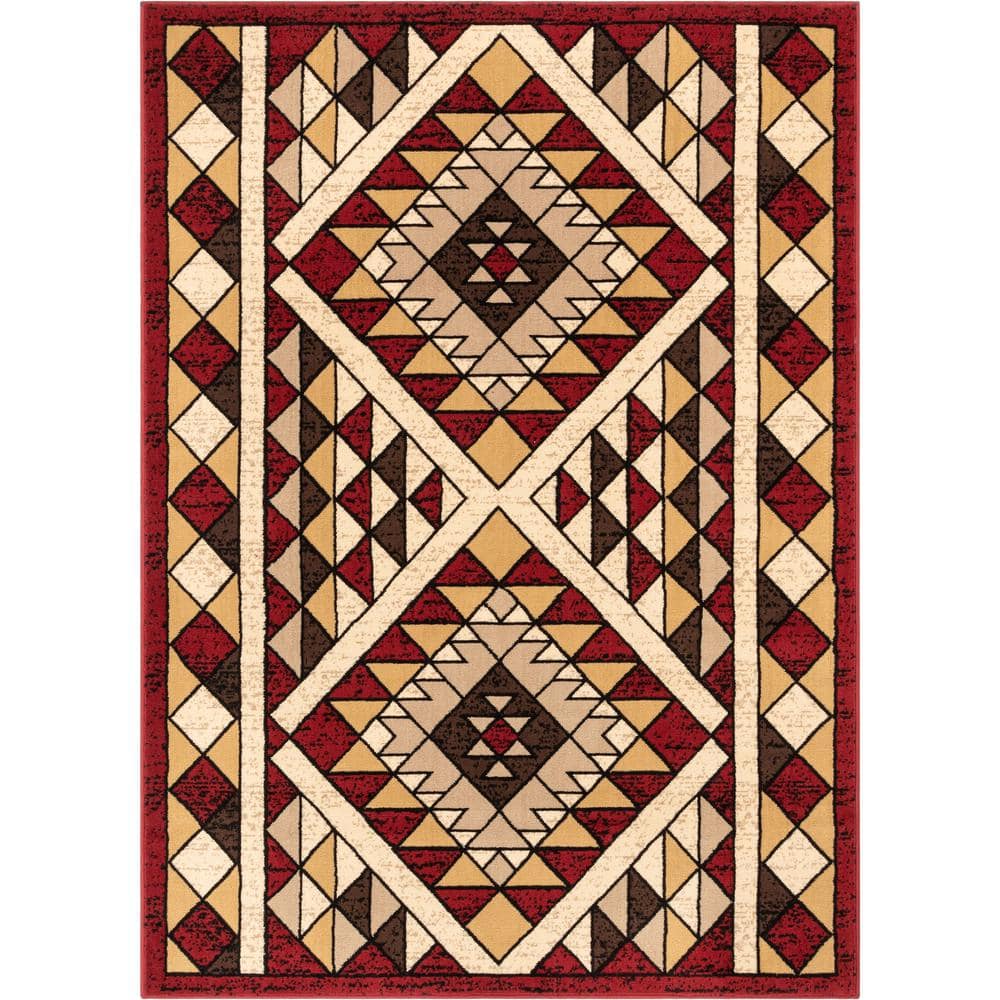 Well Woven Persa Enola Tribal Geometric Southwestern Red 3 ft. 11 in. x