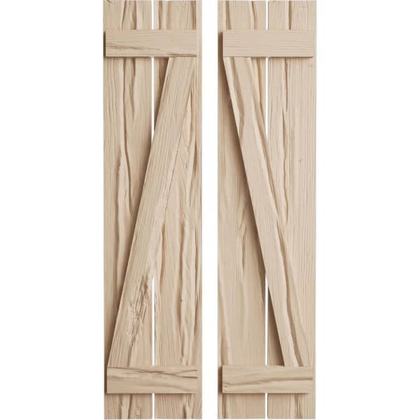 Ekena Millwork 11.5 in. x 52 in. Timberthane Polyurethane 2-Board Spaced Board-n-Batten Riverwood Faux Wood Shutters w/Z-Board Pair