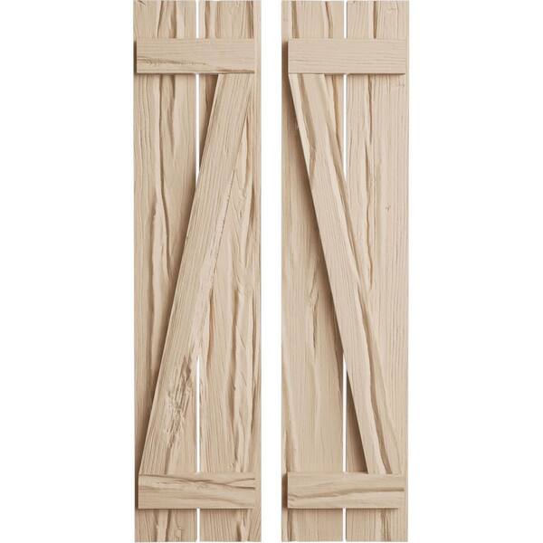 Ekena Millwork 11.5 in. x 60 in. Timberthane Polyurethane 2-Board Spaced Board-n-Batten Riverwood Faux Wood Shutters w/Z-Board Pair