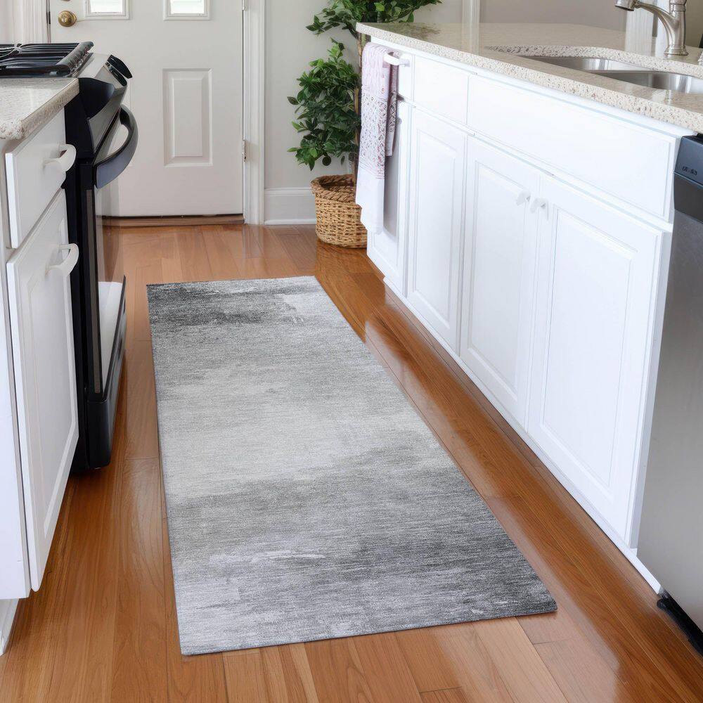 Mayfield Premium Machine Washable Abstract AMF1672 Gray 2 ft. 3 in. x 7 ft. 6 in. Runner Rug price history on PriceWatchPro