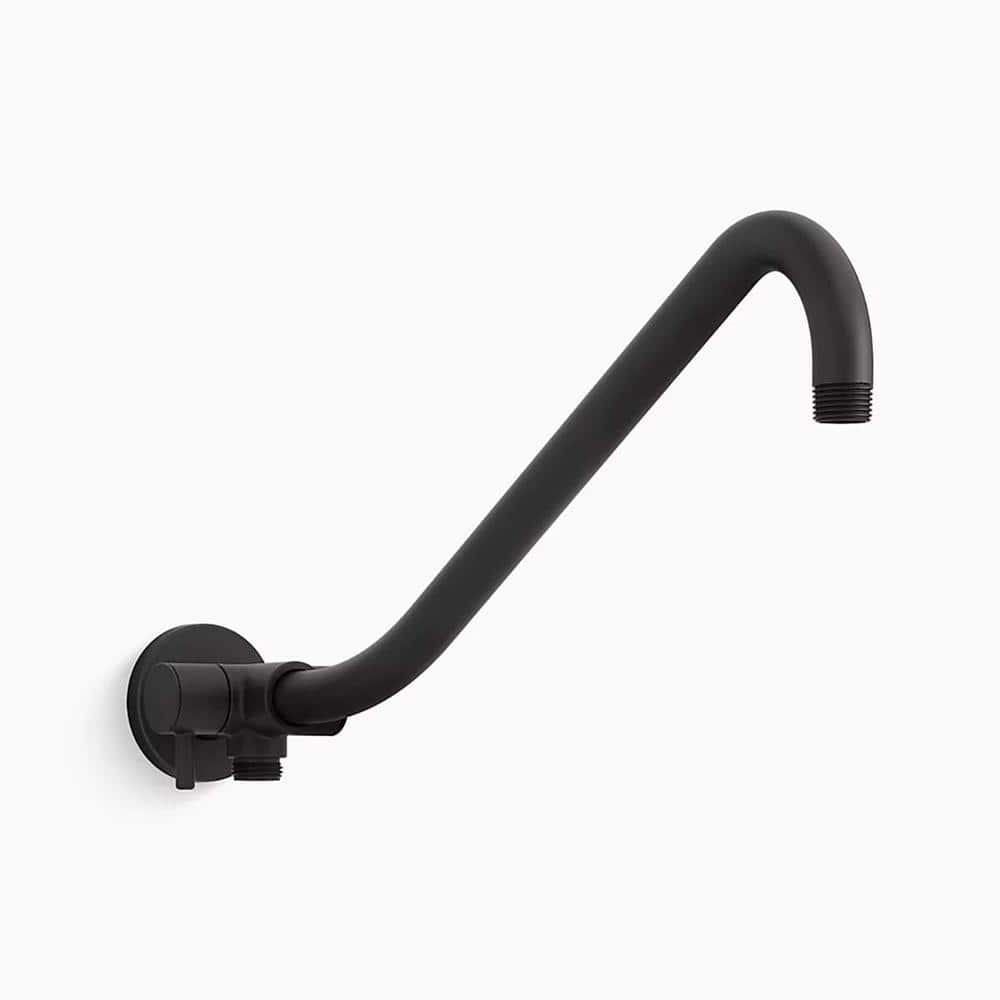 KOHLER Gooseneck Rainhead Shower Arm with 2Way Diverter in Matte Black