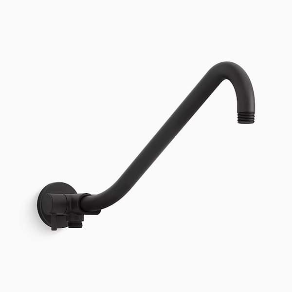 KOHLER Gooseneck Rainhead Shower Arm with 2-Way Diverter in Matte Black