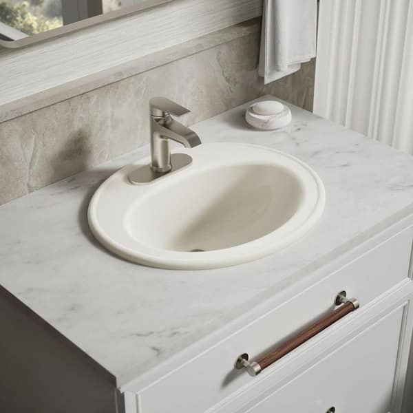 KOHLER Pennington 20-1/4 in. Drop-In Vitreous China Bathroom Sink in Biscuit with Overflow Drain