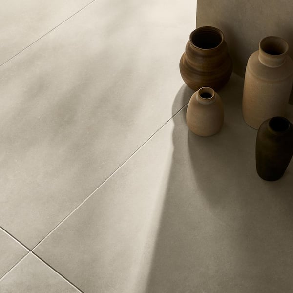 Auracreto Beige 23.62 in. x 47.24 in. Concrete Look Matte Porcelain Floor and Wall Tile (15.38 sq. ft. / Case)