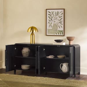 Modern Black MDF 64 in. Sideboard with Rounded Waterfall Edges