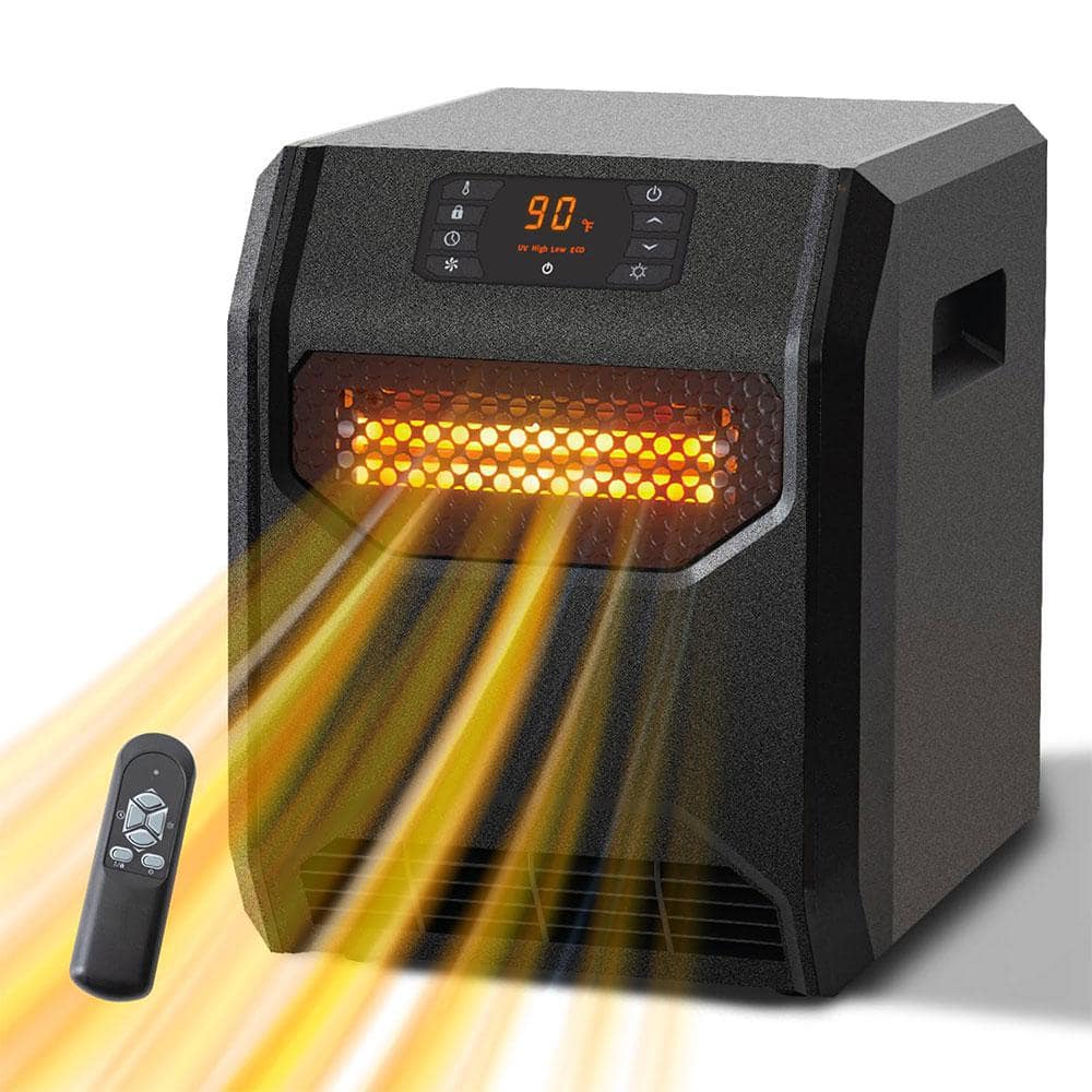 1500-Watt Electric Infrared Space Heater in Black with Thermostat UVC Air P