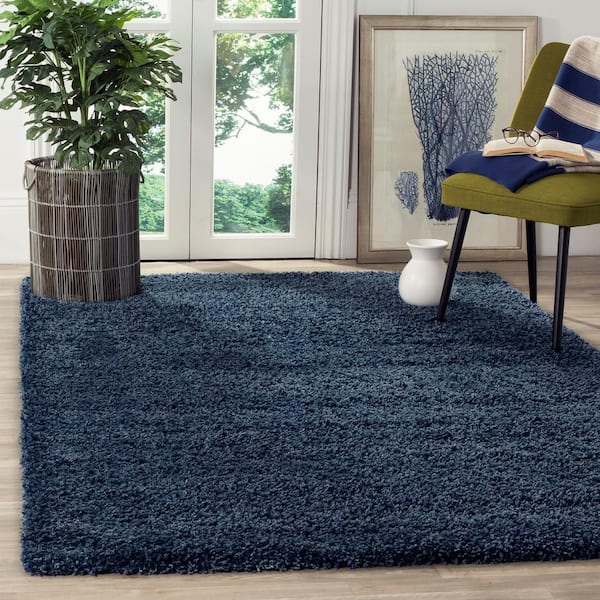 California Shag 2 ft. x 3 ft. Navy Solid Flokati Area Rug