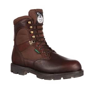 Men's Homeland Waterproof 8 inch Lace Up Work Boots - Steel Toe - Brown 8 (M)