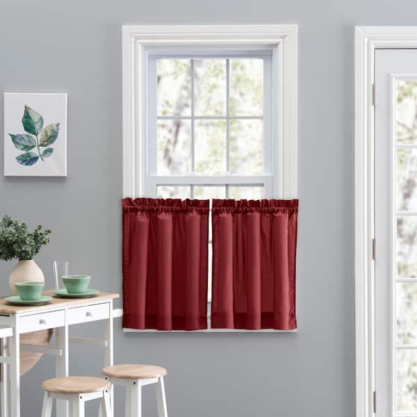 Ellis Curtain Stacey Merlot Solid 56 in. W x 45 in. L Rod Pocket Tailored Tier Pair