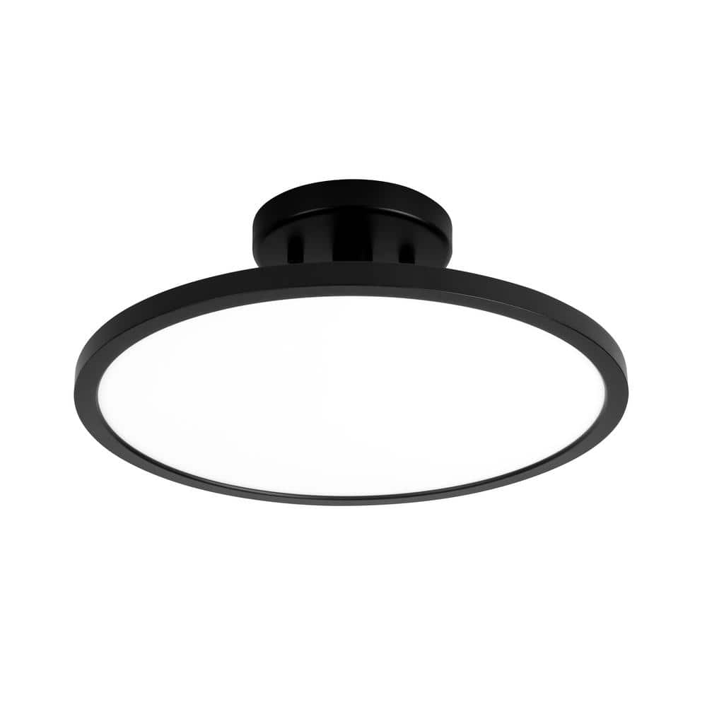 13 in. Matte Black Adjustable CCT Integrated LED Mini Pendant Semi-Flush Mount Light with White Acrylic Shade price history on PriceWatchPro