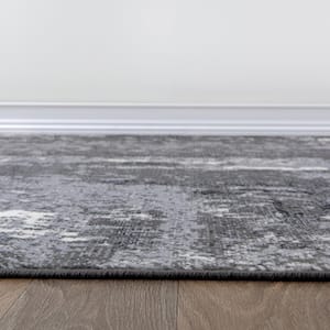 Modern Abstract Gray 2 ft. x 7 ft. Area Rug