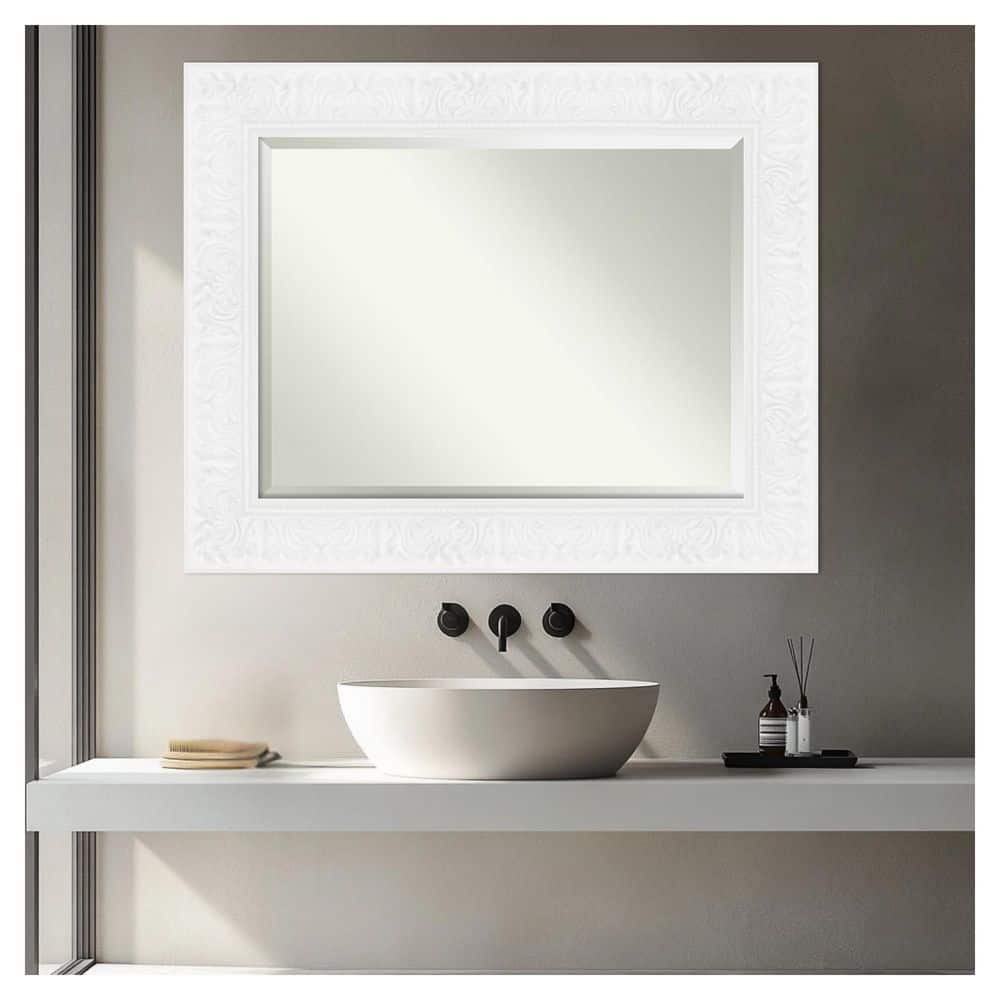 Luxe White 24.75 in. x 30.75 in. Beveled Traditional Rectangle Framed Bathroom Wall Mirror price history on PriceWatchPro