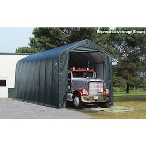 15 ft. W x 28 ft. D x 12 ft. H Steel and Polyethylene Garage Without Floor in Green with Corrosion-Resistant Frame