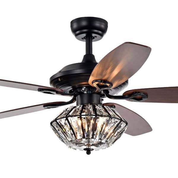 Warehouse of Tiffany Toshevo 52 in. Black Indoor Remote Controlled Ceiling Fan with Light Kit