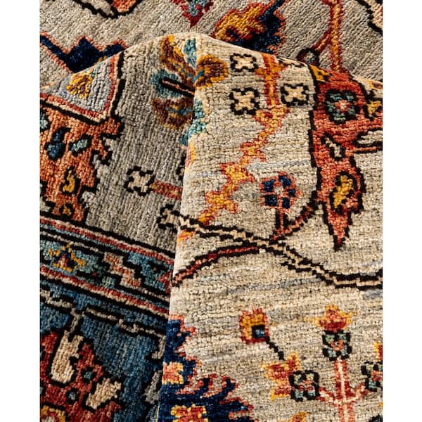 Serapi Light Gray 6 ft. x 9 ft. Tribal Wool Indoor Area Rug