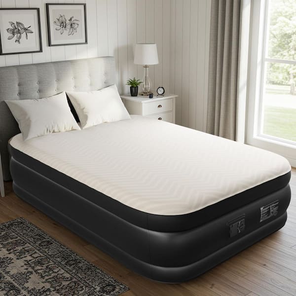 18 in. H Patio Queen Air Mattress with Built-in Pump