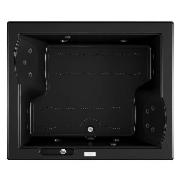 JACUZZI FUZION SALON SPA 71.75 in. x 59.75 in. Rectangular Combination Bathtub with Center Drain in Black