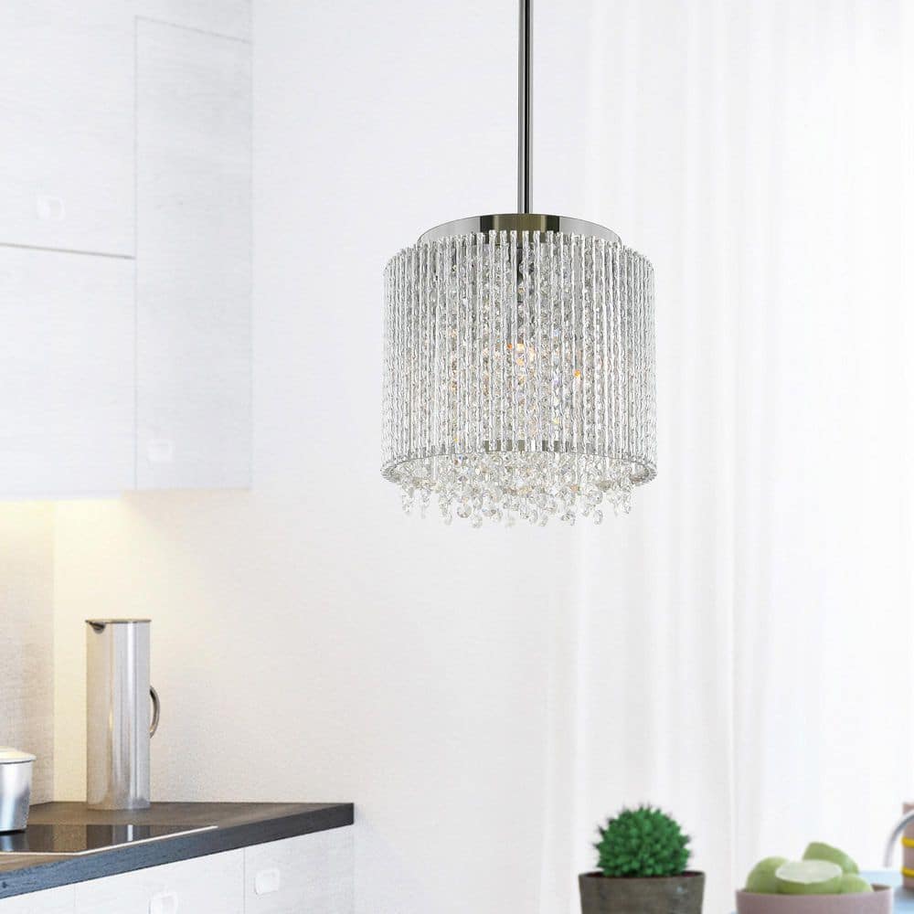 Claire Crystal Chrome 10" Mini Drum Pendant Light