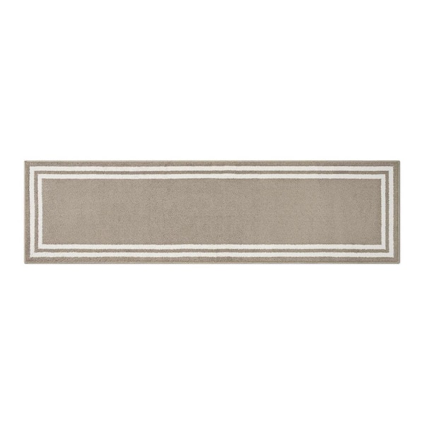 Debbie Double Border 2-Tone Linen/Ivory 2 ft. x 8 ft. Tufted Border Polypropylene Runner Rug