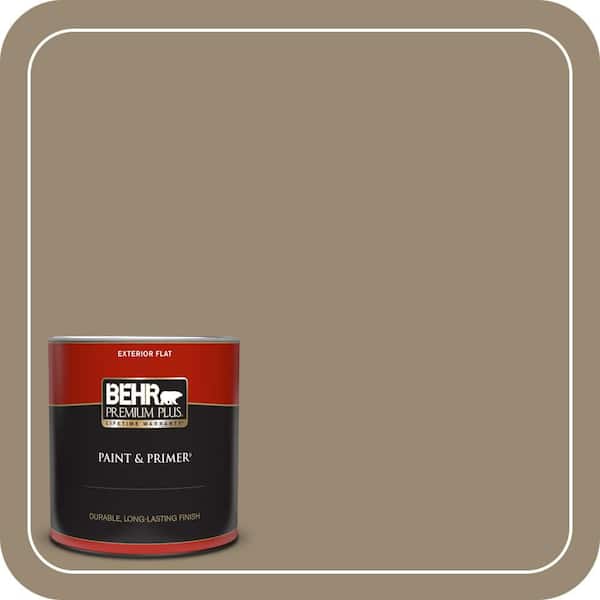 BEHR PREMIUM PLUS 1 qt. #N310-5 Weathered Fossil Flat Exterior Paint & Primer