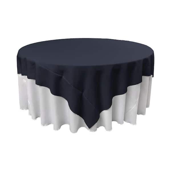 LA Linen 90 in. x 90 in. Navy Blue Polyester Poplin Square Tablecloth