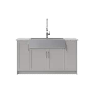 Home Laundry Room 56.75 in. H x 63.25 in. W x 26.3 in. D Cabinet Set in Gray (7-Piece)
